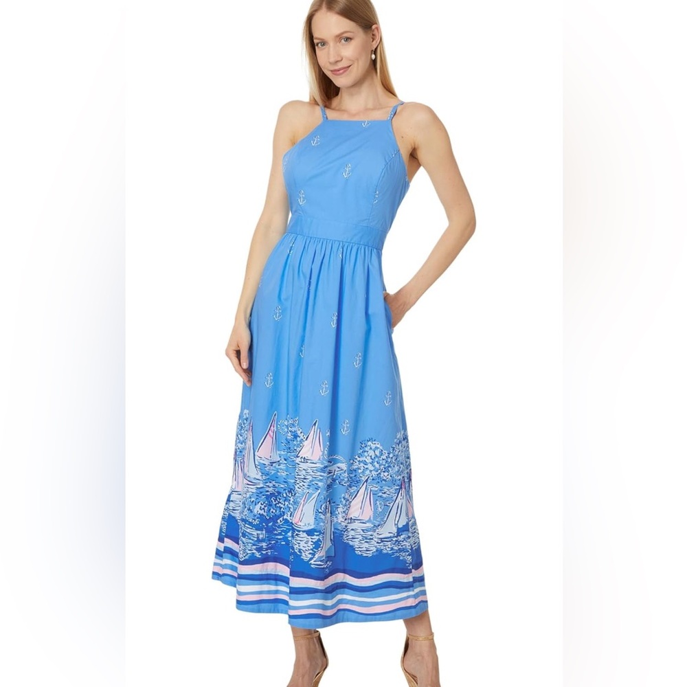 NWT Lilly Pulitzer Blue and Pink Sailboat Dress